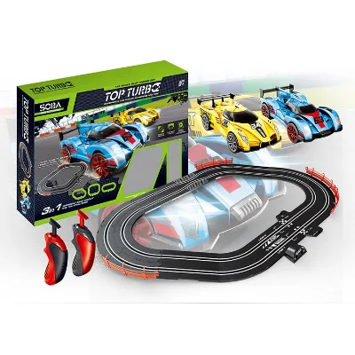 Electric Control Racing Cars Slot Track Set Unisex Kids Toy with ABS Plastic Material Easy Assembly