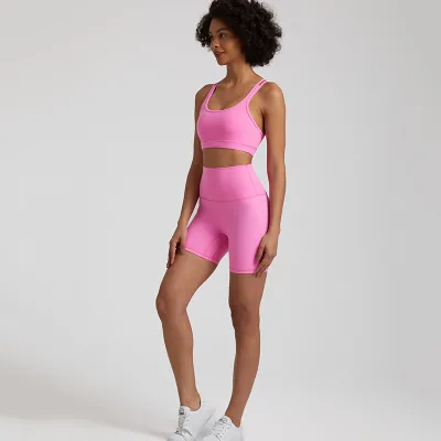 2 Piece Outfit Sexy Yoga Sets High Waisted Matching Custom Color Scruch Clothing Yoga Suit Top Sports Wear Gym Fitness Sets