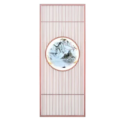 New Chinese Style Shine Light With Stainless Steel Partition Lattice Screen Metal Decorative Carving Grille Hollow Out