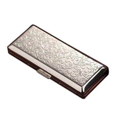 Stainless Steel Square Luxury Cigarette Storage Case Portable Waterproof Ultra-Thin 14-Slot Slim Storage Lock Closure Durable