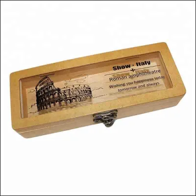 Unique Eco-Friendly Polished Clear Plexiglass Lid Customized Shape Wood Sunglass Presentation Box