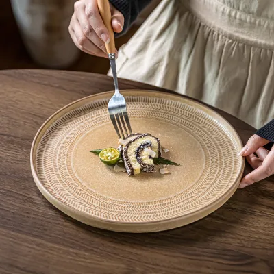 High-value Steak Plate Retro Style Japanese Vintage Tableware Microwave Safe Dessert Plate Western Food Plate Wholesale