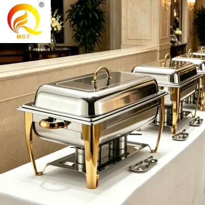 Catering Buffet Warmer Set Rectangular Stainless Steel Chafer Mirror Cover Complete Chafng Dish for Warmer Hotels Restaurants