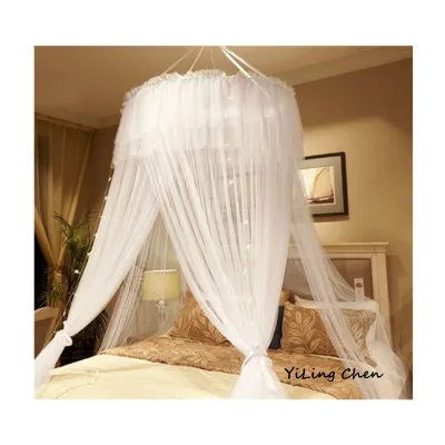Deluxe High Quality Princess European Romantic Style Queen King Bed Size Canopy Double Lace Mosquito Net with Four Doors