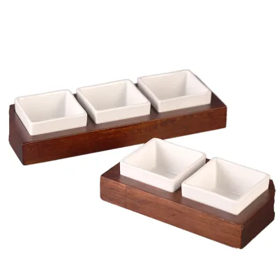 Custom Logo Multi-Compartment Ceramic Sets Storage Organizer Tray BPA Free Leak-Proof Portable for Home Office Retail Display
