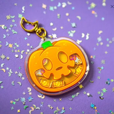 Vigreat Custom Logo Shaker Acrylic Plastic Carabiner Metal Alloy Epoxy Holographic Uv Printing Classic Animation Keychain