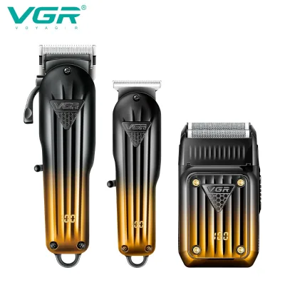 VGR644 Three-Piece Set Hair for Trimmer Digital Display Stainless Steel Blades 3 Hours Runtime Men's Greasy-Hair Style
