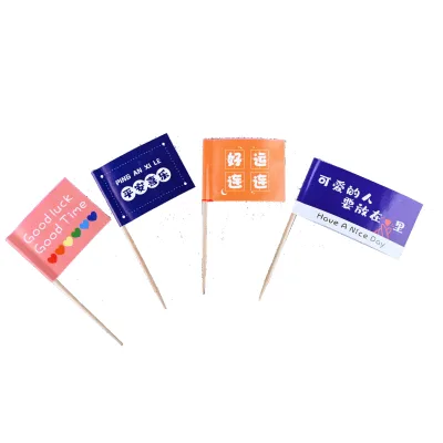 Bar Tools Mini Size Cupcake Sticker Toothpick Flag Custom Decorative Toothpick Decoration Burger Flags