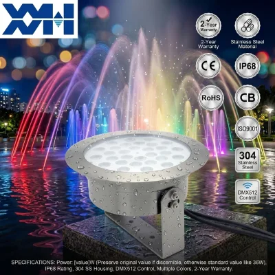 IP68 Synchronous DMX512 RDM Control Triple-Sealed LED Underwater Fountain Light - Marine Grade SS316, Zero Leakage Guaranteed