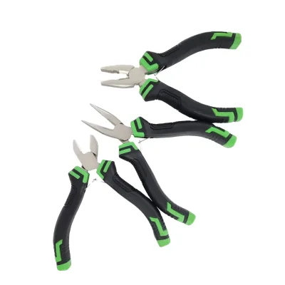 4.5" Multi-function 3pcs Mini Pliers Include Combination & Long Nose & Diagonal  & End Cutting Pliers Non-slip Handle