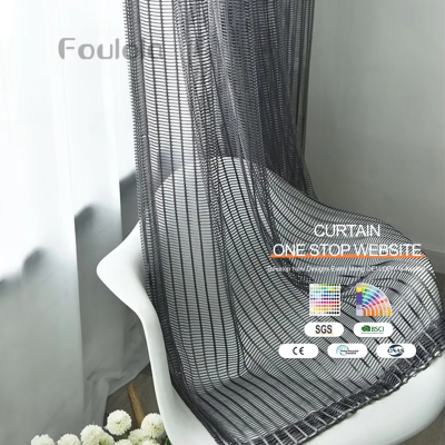 Factory Wholesale Jacquard Light Curtain Eyelets Voile Fabric Curtains