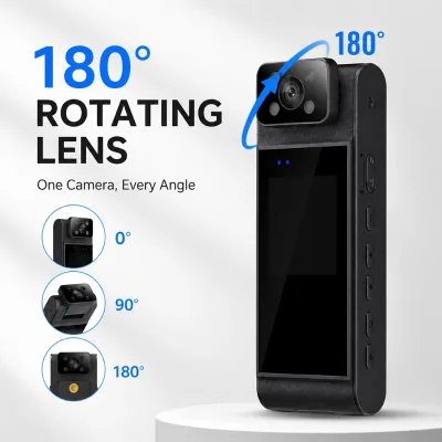 Clip on Mini Action Camera with 180° Flip Lens for Vlog Creators Travel and Daily Use