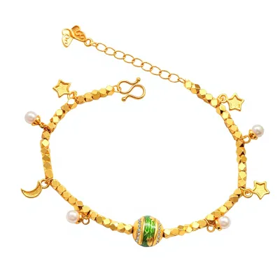 Gold Shopstyle Traditional Sand Gold Vintage Electroplated Women's Bracelet Versatile Subtly Luxurious Enamel Finish Stays