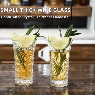 Wholesale 60mL Crystal Shot Glass Embossed Design with Gem Pattern for Wine Bar Party New Chinese Style Beer & Cocktail Glasses