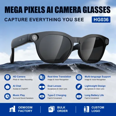 2026 New Wearable AI Glasses Smart Translator Voice Assistant 800W Pixel 1080P HD Camera 4GB Storage Video Shooting Live Type-C