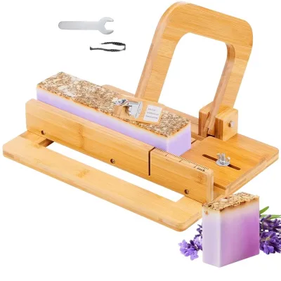 Bamboo Wooden Soap Cutter Wire Soap Cutters Adjustable Stainless Steel Cutting Tool for Handmade Soap Loaf