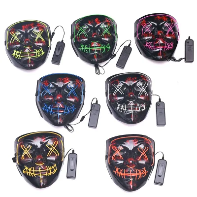 Hot Sale Halloween Carnival Party Cosplay Scary Horror Glowing LED Halloween Mask 7 Colors Adult Size