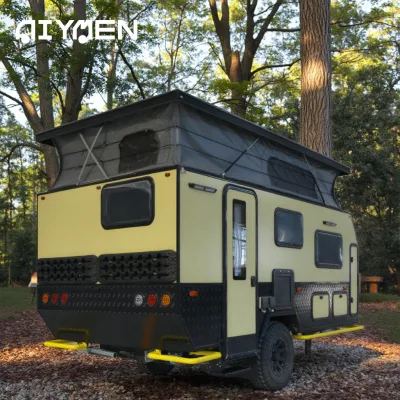 Luxury Hybrid Electric Dual Axle Solar Panel RV Caravan Off-Road Fiberglass Trailer for Outdoor Camping