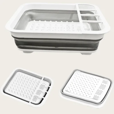 Kitchen Fruits and Vegetables Dish Chopsticks Spoon Draining Rack Plastic Foldable Draining Basket Tableware Storage Rack