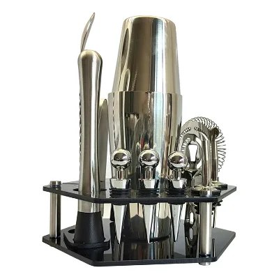 Barware Set Tools Cocteleras Edelstahl Shaker Bartender Kit Bar Shaker Accessories 750ml Cocktail Shakers Set With Acrylic Stand