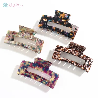 Fall/Winter Hair Accessories Marble Hair Claws Bio Rectangle Acetate Claw Clips for Thick Hair
