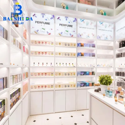 Perfume Shop Display Cabinet Multi-layer LED Lighted Perfume Display Rack Beauty Store Fragrance Shelf