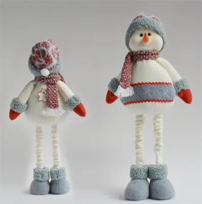 Adjustable Long Leg Stuffed Plush Snowman Decoration Toy
