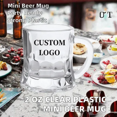 Factory Wholesale 2 oz Clear Glass Wine Tumbler with Handle Mini Stein Customized Logo Design Shot Glass High Quality Party Use