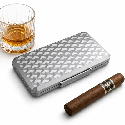 GUEVARA Aluminum-magnesium Alloy Travel Cigar Humidor Sponge Lining Portable Cigar Storage Box Custom OEM ODM Wholesale