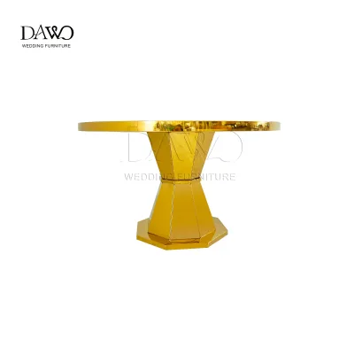 Modern Event Gold Geometric Octagonal Table Base Stainless Steel Table for Outdoor Wedding