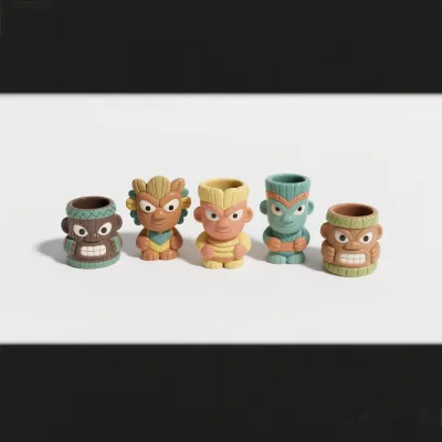 Child Tiki Mug, Tiki Glass Ceramic Mug, clear Tiki Mug Hand Painted