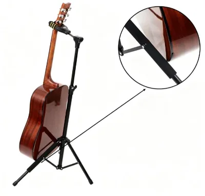 Auto-Lock Guitar Stand, Floor-Standing Guitar Holder, Single Vertical Guitar Display Rack with Auto Lock Hanger