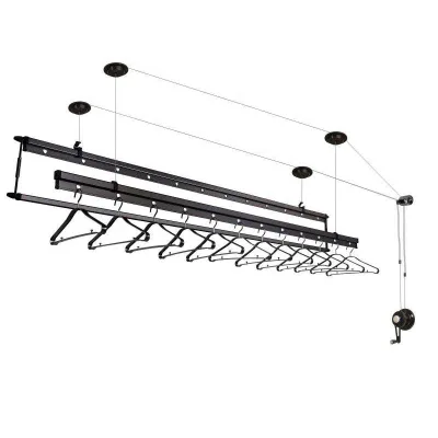 Hot Sale Manual Lift Metal Clothes Airer Hand Operated Standing Rack Home Use Foldable Baby Fabric Wall Ceiling Cloth Hanger