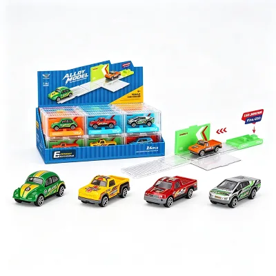 1:64 UV Print Alloy Racing Car Catapult Track Transparent Display Box Toy Set Friction Toy Cars