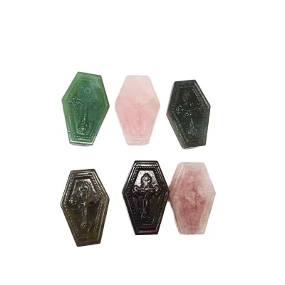 Wholesale Natural Stone and Crystal Coffin Rose Quartz Carving Figurine Polished Natural Stone Carvings for Gift