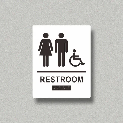 Customized Aluminum Toilet Signs with Braille for Both Men and Women with Disabilities in Public Places Such As Shopping Malls