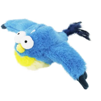 2025 New Design Eco-Friendly Interactive Plush Pet Toy Automatic Shaking Blue Bird Toy for Cats and Dogs Pet Products