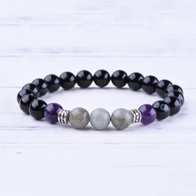 Gemstone Rutilated Quartz Beads Bracelet Agates Stone Healing Beaded Bracelet