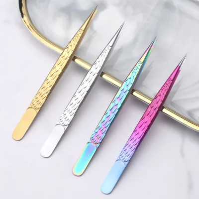 Shape Fiber Tip Tweezers Eyelash Extension Tweezers Volume Lash Extension Tweezers Private Label 45 90 Degree L Customized Logo