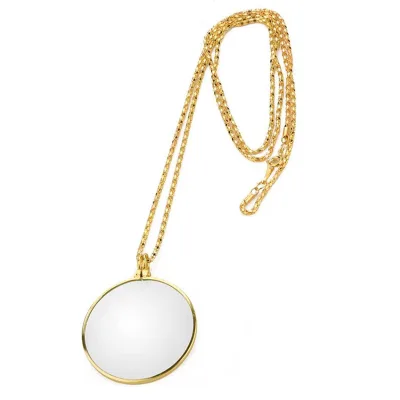 5X Necklace Pendant Magnifying Glass, Optical Glass Lens 35.4 Inch Long Chain Monocle Magnifier for Reading Outdoor Toys