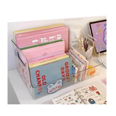 Clear Book Holder Storage Box Cosmetic Storage Box Display Stand Office Organizer Office Stationery
