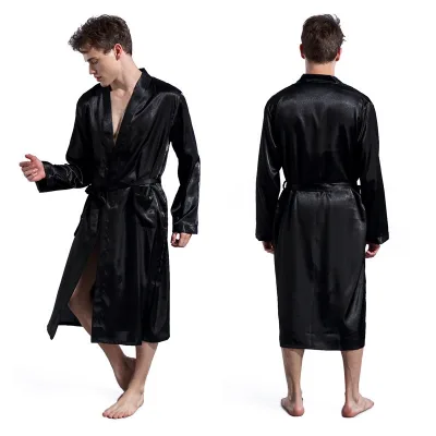 Men's Lightweight Satin Kimono Style Couple Sexy Long Sleeve Nightwear Robes Comfortable Casual Fashion Sleepwear