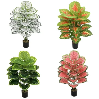 Artificial Green Plants Flowers Wedding Decorations Plastic PVC Red-leaf Foliage Nordic-style Indoor Outdoor Decorative