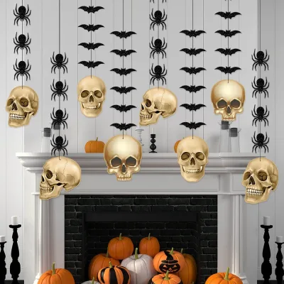Modern Halloween Party Decorations Haunted House Horror Theme with and Batcar Line Decorations