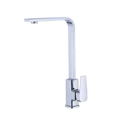 KAWAL Contemporary Square Seven-Shaped Ceramic Zinc Kitchen Tap Hot Cold Mixer 304 Stainless Steel Deck Mounted 1 Handle Modern