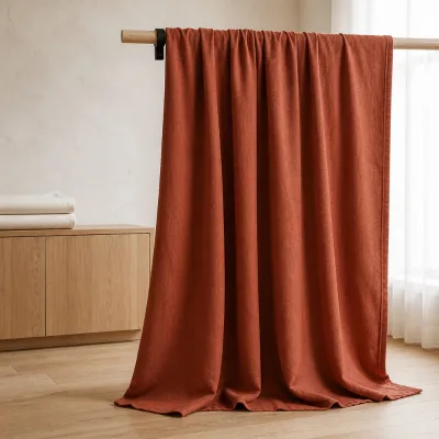 Clay Dyed Lyocell Cotton Mixed Twill Fabric Rust Terracotta Earth Tone 150 180 Gsm Soft Drape Woven for Ladies Dress