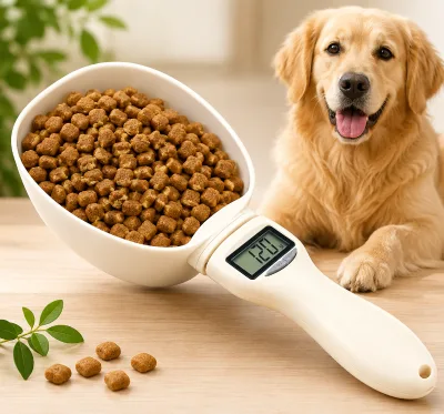 Digital Pet Food Measuring Scoop Scale Plastic Kitchen Use for Dogs Cats Precise Liquid/Dry Measurement up to 800g