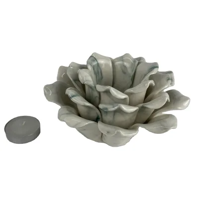 Floral Ceramic Flower Shaped Tea Light Candle Holder - Vintage Ceramic Pink Flower Tealight Candle Holder Personalized