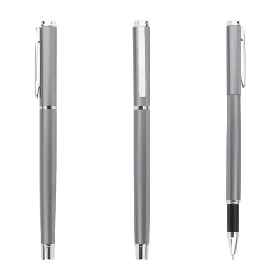 Factory Directly Sale Minimalist Metal Roller Ball Pen Promotional Premium Stainless Steel Ballpoint Pen 1.0 mm Writing Width