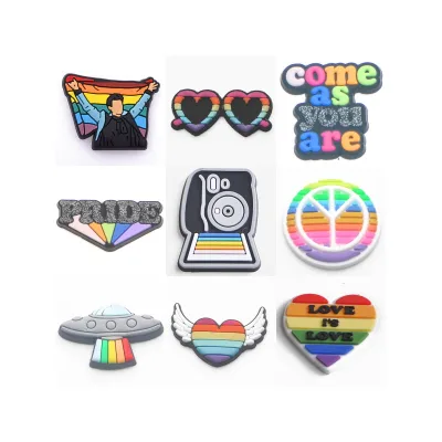 New Design rainbow Series Shoe Charms Custom Pride Shoe Charms Same love Is love Charms for Clogs Shoe Accessories